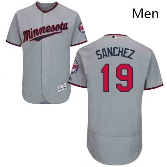 Mens Majestic Minnesota Twins 19 Anibal Sanchez Authentic Grey Road Cool Base MLB Jersey